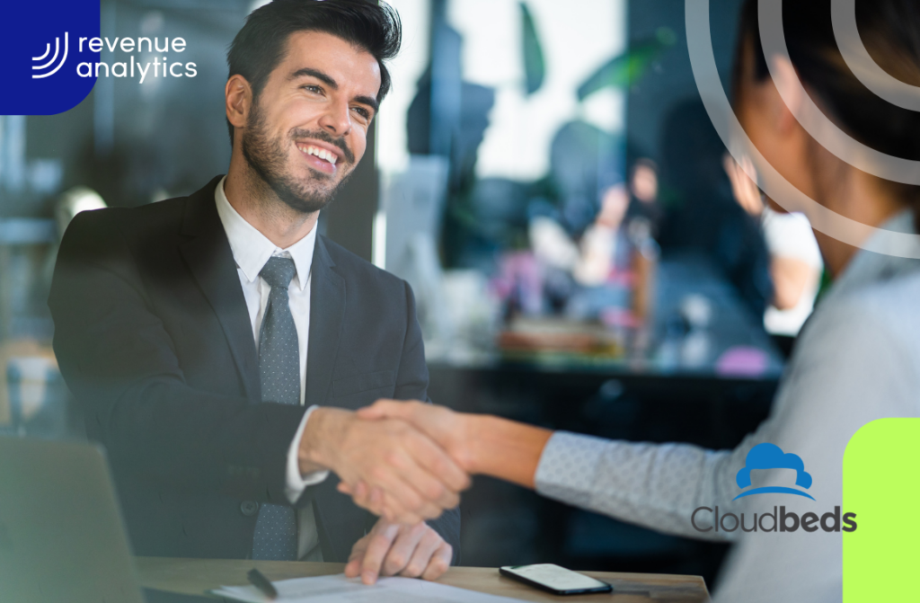 Man shaking hands with a woman