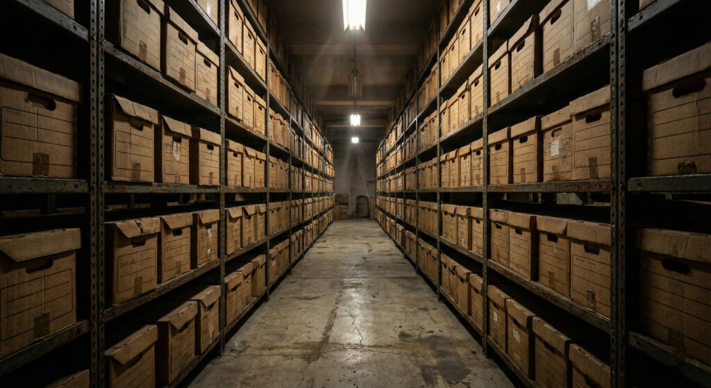 Dimly lit warehouse